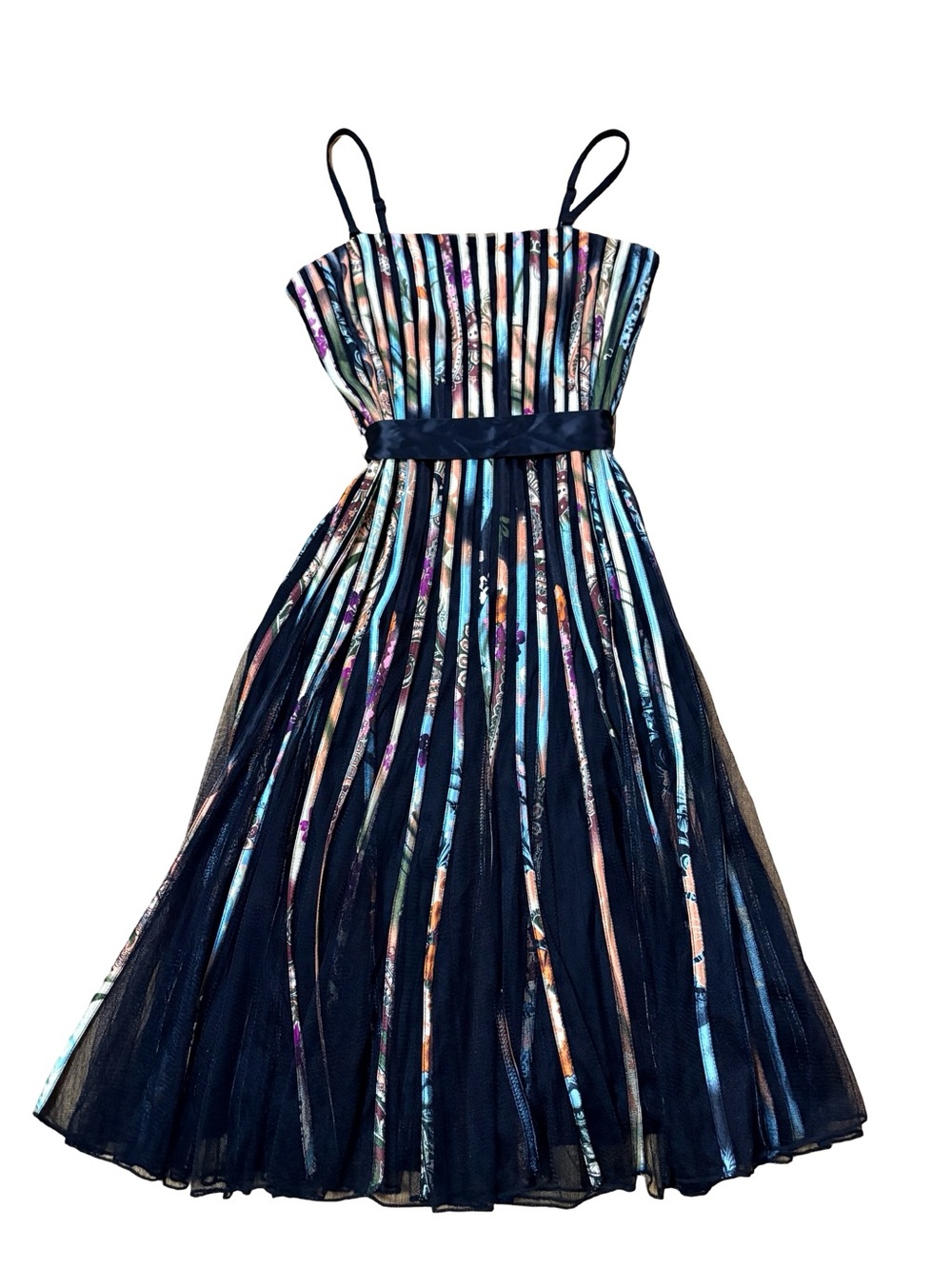 Papillon Y2K Fairy Grunge Black Multicolor Strapless Mesh Dress S
